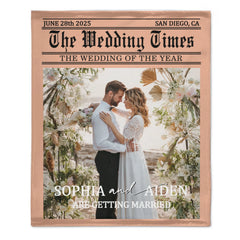 Customized Times Poster Design Photo Blanket - Personalized Texts And Photo - Romantic Gift for Couples