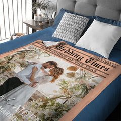 Customized Times Poster Design Photo Blanket - Personalized Texts And Photo - Romantic Gift for Couples