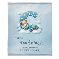 Custom Baby Shower Blanket - Personalized Teddy Bear Cloud Throw Blanket - Gift for Newborns