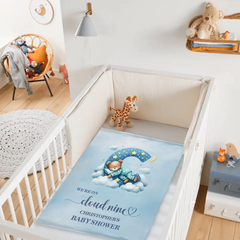 Custom Baby Shower Blanket - Personalized Teddy Bear Cloud Throw Blanket - Gift for Newborns