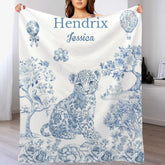 Custom Multicolored Floral Leopard Giraffe Elephant Soft Blanket - Personalized Name - Gift for Kids, Baby, Children