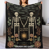 ☠️TILL DEATH BO US PART Customized Blanket - Personalized Name - Halloween Gifts For Couple, Lovers