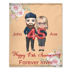 💕Cartoon Elder Couple Customized Blanket - Personalized Cartoon,Names and Texts - Valentine's Day, Wedding Anniversary Gift For Old Couple