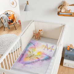 Custom Watercolor Butterfly Blanket - Personalized Baby Initial Name Throw - Gift for Infant Girls Boys