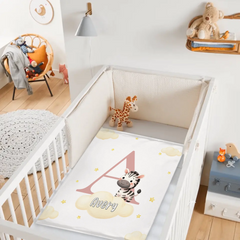 Custom Initial Baby Blanket - Personalized Animal Nursery Throw with Name and Color Letter - Gift for Newborns Boys Girls