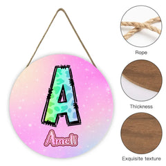 Custom Leopard Print Letter Wooden Door Sign - Personalized Initial Wall Plaque with Name - Gift for Kids Room