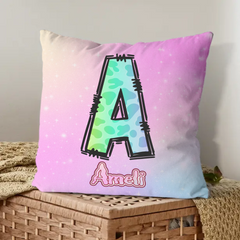 Custom Leopard Initial Throw Pillow - Personalized Letter Cushion with Name - Gift for Girls & Boys