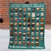 63 National Parks Customized Blanket - Personalized Name And Title - Gift For Nature Lovers, Parks Lovers