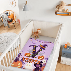 Custom Halloween Letter Blanket - Personalized Pumpkin Initial Throw - Gift for Kids & Families