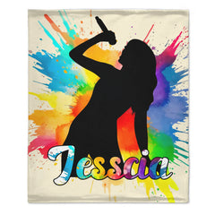 Customized Ink Splash Silhouette Blanket – Personalized Name - Gift for Ink Art Lovers