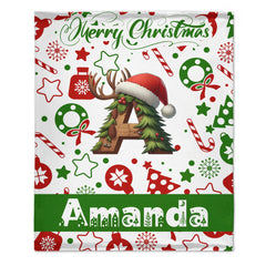 Christmas Customized Blanket - Personalized Initial and Name - Exquisite Christmas Gift