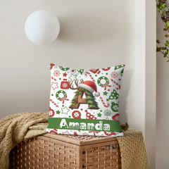Christmas Customized Throw Pillow - Personalized Initial and Name - Exquisite Christmas Gift