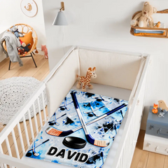 Customized Ice Hockey Themed Blanket - Personalized Name - Gift For Ice Hockey Lovers, Players