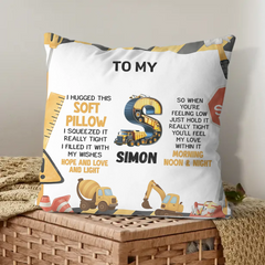 Customized Truck Dinosaurs Kid Alphabet Hug Pillow - Personalized Name And Initial - Gift for kids, Boys