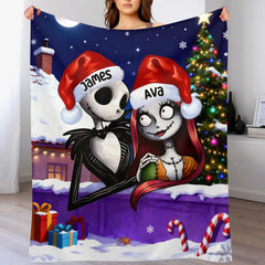 Ghost Couple Customized Blanket - Personalized Names Flannel Blanket - Gift for Couple, Him/Her