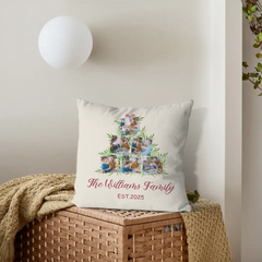 🎄Customized Christmas Tree Photo Throw Pillow - Personalized 6 Photos - Gift for Family