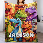 Customized Cute Dinosaur Blanket - Personalized Name - Gift For Kids, Children