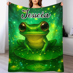 🐸Custom Trippy Frog Blanket – Personalized Name – Gift for Frog Lovers