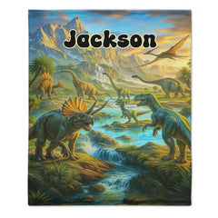 🦕Custom Jurassic World Blanket – Personalized Name - A Gift For Kids, Dinosaur Lovers