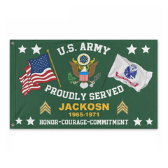 Customized Military-themed Flag - Personalized Branches, Name and Dates - Honorary Gift