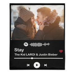 Custom Spotify Music Plaque – Personalized Photo Song Code Blanket – Gift for Valentine’s Day