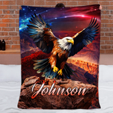 Customized Bald Eagle Freedom & Strength Art Blanket – Personalized Name - Gift For Him, Eagle Lovers