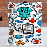 Nurse Accent Customized Blanket – Personalized Name – Commemorative Gift For Nurses