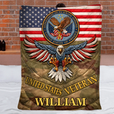 Patriotic Eagle & Flag Customized Veteran Blanket - Personalized Name - Gift For Veterans, Soldiers