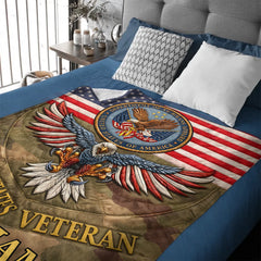 Patriotic Eagle & Flag Customized Veteran Blanket - Personalized Name - Gift For Veterans, Soldiers