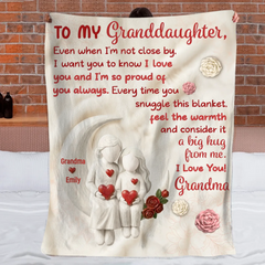 Customized Love Letter Blanket for My Granddaughter - Personalized Signature, Names - Gift for the Granddaughter