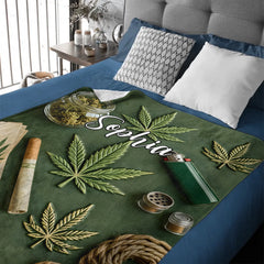 Green Magic Leaf Customized Blanket - Personalized Name – Gift For Him/Her
