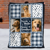 Custom Pet Memorial Collage Blanket – Paw Prints & Photos – In Loving Memory Gift
