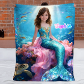 Dinosaur / Spider / Unicorn / Mermaid Theme Customized Photo Blanket - Personalized Photos and Names of Children - Gift for Children, Kids, Grandchildren