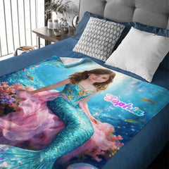 Dinosaur / Spider / Unicorn / Mermaid Theme Customized Photo Blanket - Personalized Photos and Names of Children - Gift for Children, Kids, Grandchildren