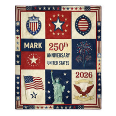 USA 250th Anniversary Customized Blanket – Personalized Name – Gift For Patriot