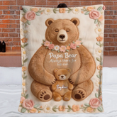 Customized Mama Papa Bear Blanket - Personalized Name - Gift For Moms, Dads
