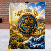 Customized Mexican Eagle Emblem Blanket - Personalized Name - Gift For Family, Friends, Husband & Wife