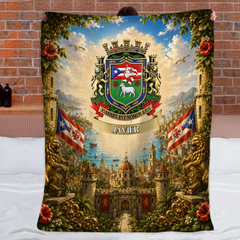 Customized Puerto Rican Family Crest Blanket - Personalized Name - Gift For Mom, Grandma, Sister & Friends