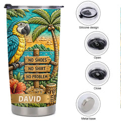 Personalized Tropical Parrot Tumbler - Custom Name Summer Beach Cup - Gift For Parrot Lovers