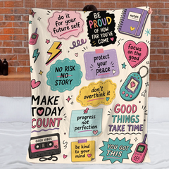Inspirational Fleece Blanket - College Dorm Decor, Be Proud of How Far You've Come- Motivational Gift for Daughter from Mom