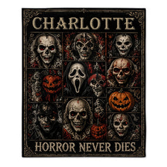 Personalized Halloween Horror Blanket - Custom Name Spooky Gothic Throw Blanket - Gift For Horror Lovers