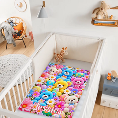 Personalized Colorful Teddy Bear Throw Blanket - Custom Name Floral Bear Blanket - Cute Gift For Kids