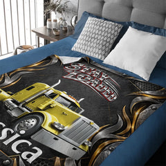 Personalized Trucker Throw Blanket - Custom Name Stay Loaded Semi Truck Blanket - Gift For Truck Drivers