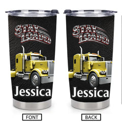 Personalized Trucker Thermos Cup - Custom Name Stay Loaded Semi Truck Insulated Cup - Gift For Truck Drivers