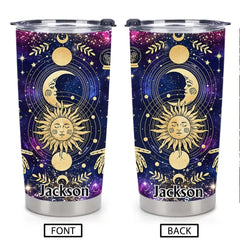 Mystical Celestial Thermos Cup - Sun Moon & Starry Galaxy Insulated Cup - Gift For Astrology & Witchcraft Lovers