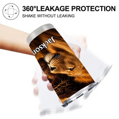 Jesus & Lion of Judah Thermos Cup - Christian Faith & Cross Insulated Cup - Meaningful Gift For Christians