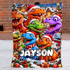 Cute Cartoon Dinosaur Throw Blanket – Christmas & Halloween Dino Soft Flannel Blanket – Gift For Dinosaur Lover Kids