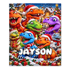 Cute Cartoon Dinosaur Throw Blanket – Christmas & Halloween Dino Soft Flannel Blanket – Gift For Dinosaur Lover Kids