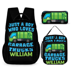 Custom Just A Boy Who Loves Garbage Truck Backpack with Name