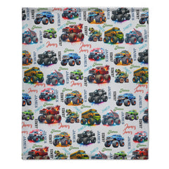 Customized Monster Truck Blanket - Personalized Name - Gift For boys, Truck Lovers